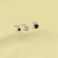 zfsilver lovely fashion s925 sterling silve six jaw diamond black white stud earring for women charm jewelry accessories party