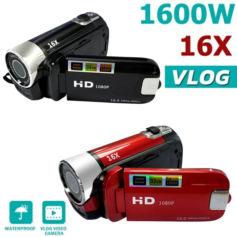 

Цифровая видеокамера Vlog 1080P Full HD DV регистратор, 16X цифровая камера с зумом, поддержка ночной съемки, SD / SDHC карта