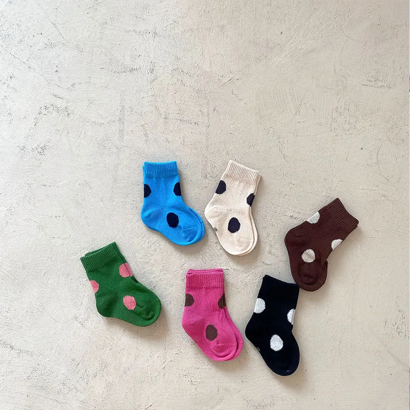 

Baby Polka Dot Printing Medium Stockings Pure Cotton Soft Trendy Socks Children Spring Autumn New Cute Simple Sock Boys Girls