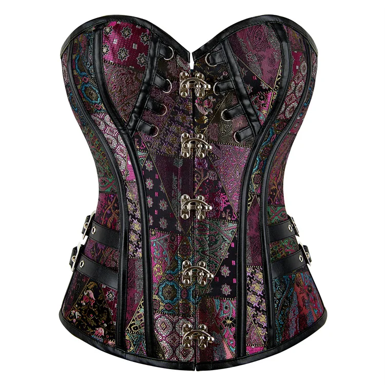 

Newest Purple Color Retro Gothic Court Style Corset Mujer Body Shaper Women's Body Waist-Controlled Bodysuit for Women