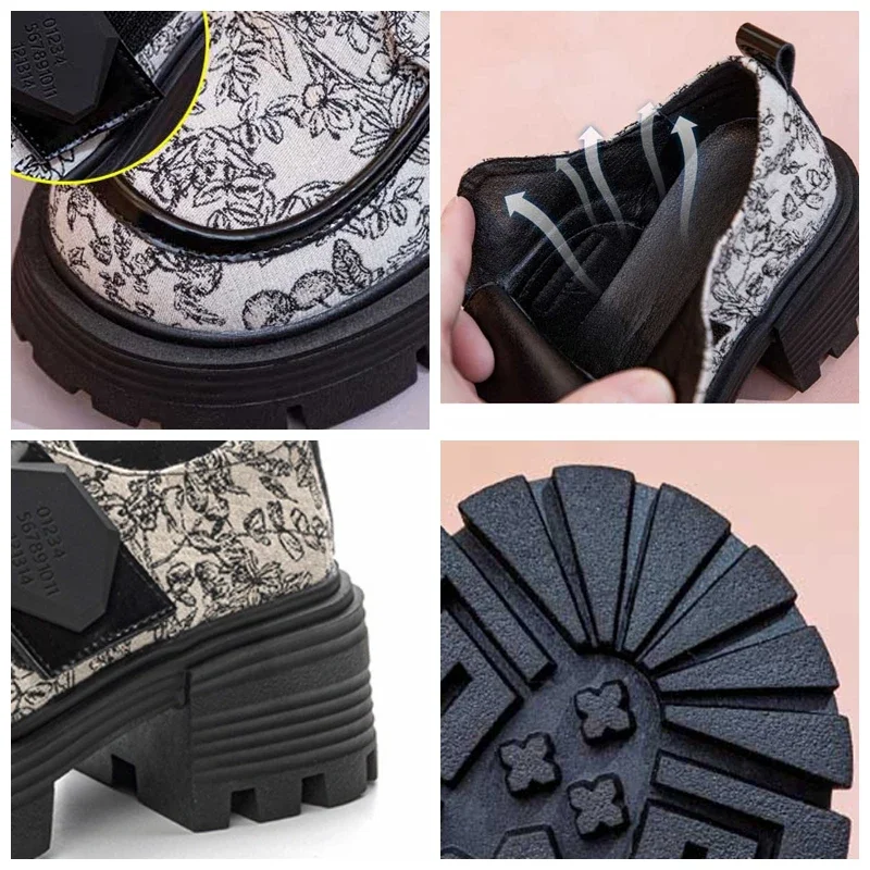 Женские джинсовые тканевые туфли из синтетической кожи на танкетке с принтом