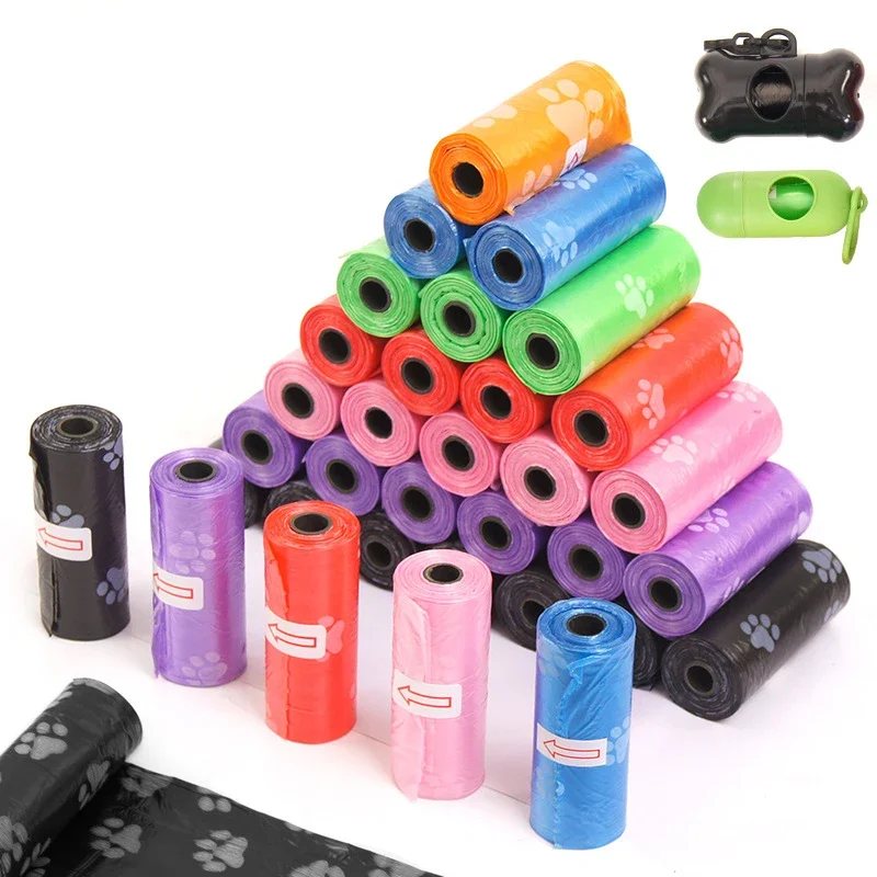 Случайные цвета Мультяшные пакеты для уборки собак в виде лап дозатор домашних