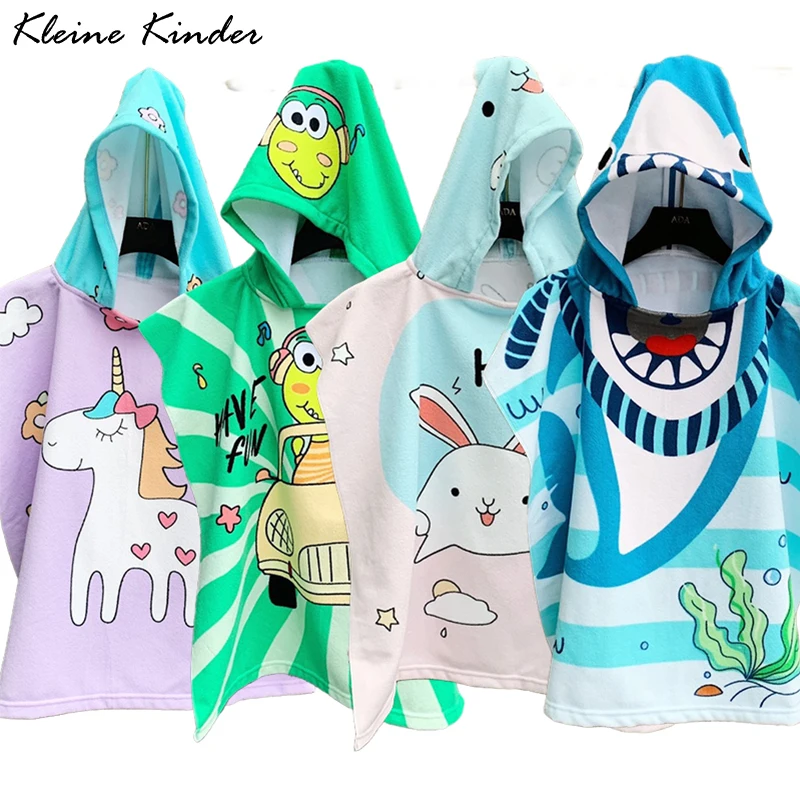Cartoon Soft Swim Pool Coverup Poncho Cape For Boys Girls Ch