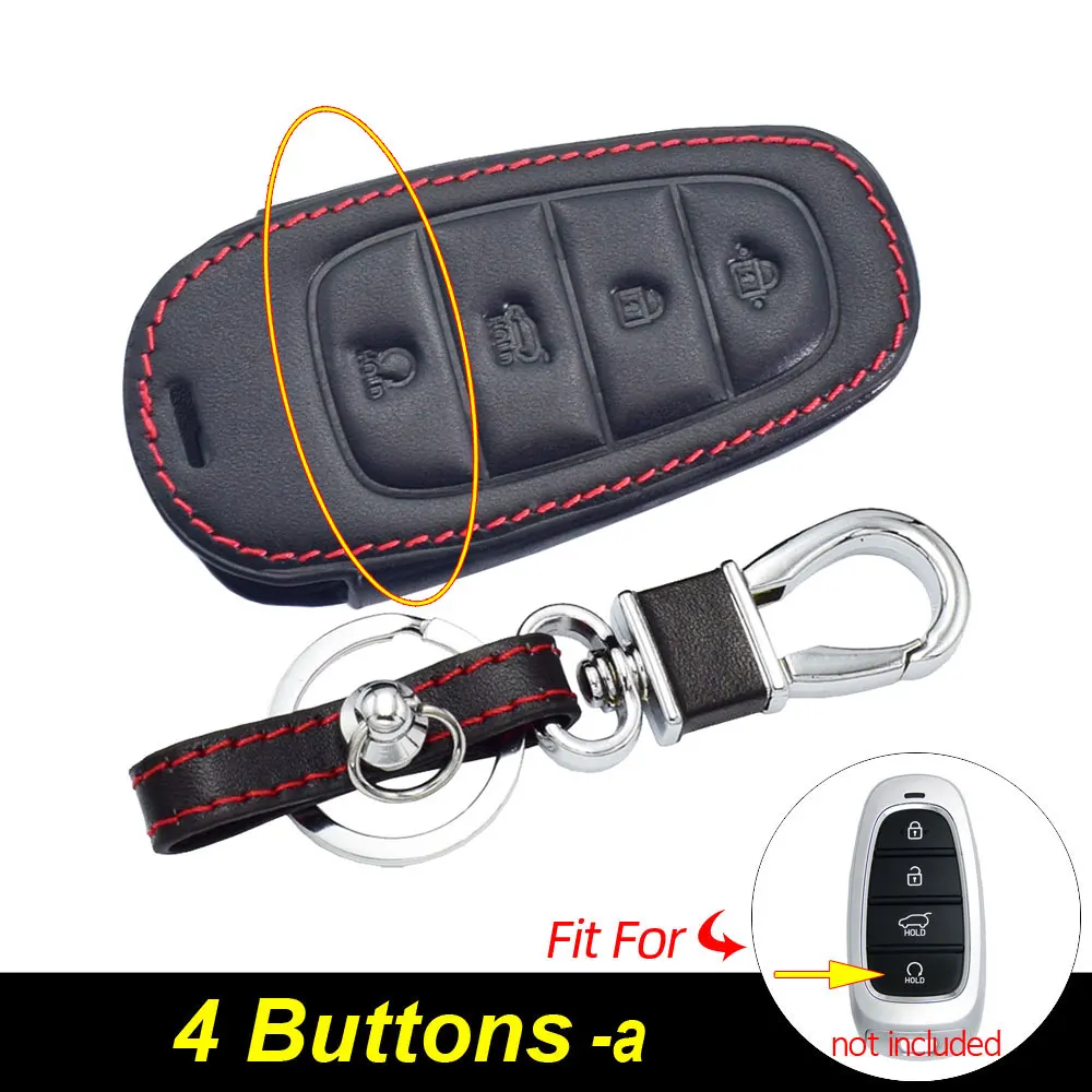 

Кожаный чехол для ключей от автомобиля для Hyundai Santa Fe Tucson 2020 2021 2022 Sonata Nexo Azera Smart Remote Fobs Shell Case Аксессуары