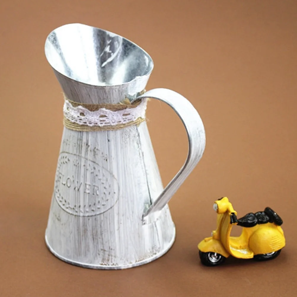 

Vase Flower Metal Farmhouse Rustic Bucket Shabby Galvanized Can Chic Jug Pitcher Pot Vintageplanter Country Pots Vases