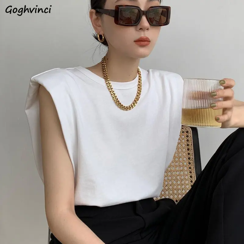 

T-shirts Women Minimalist Casual Streetwear Unisex Summer Female Sleeveless Personality Harajuku Loose Tops Korean Style Fashion