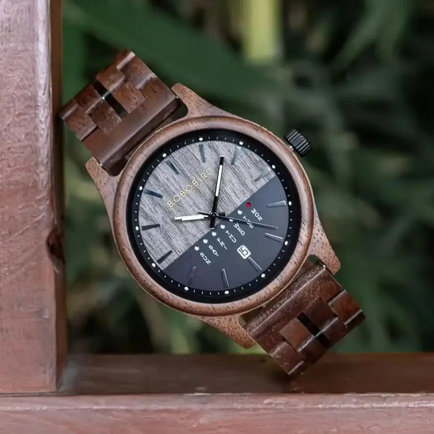 Мужские наручные часы от ведущего бренда BOBO BIRD деревянные кварцевые с