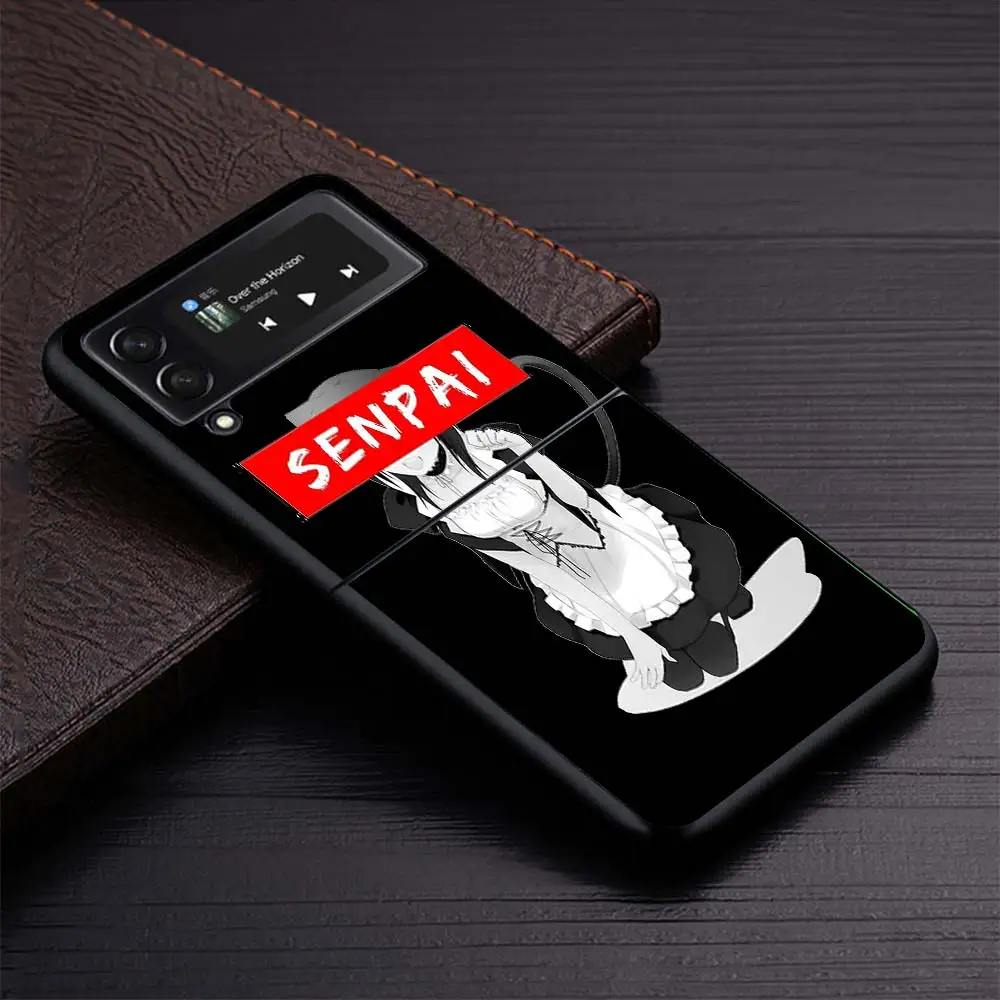 Чехол для телефона Sugoi Senpai японского аниме Waifu Samsung Galaxy Z Flip3 Flip4 Flip5 Flip6 PC Shell Flip 3 4 5 6