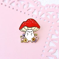 spring floral mushroom brooch metal badge lapel pin jacket jeans fashion jewelry accessories gift