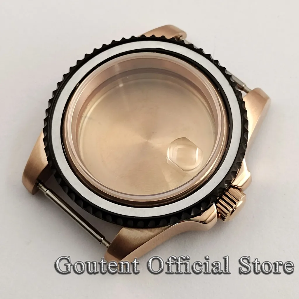 

Goutent 40mm Rose Gold Watch Case With Black Bezel Fit NH35 NH36 DG2813/3804 Miyota 8215 821A ETA 2836,2824 PT5000 Movement