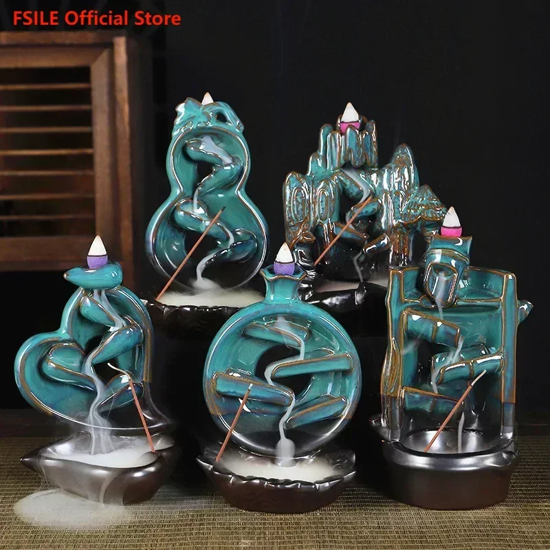 

Reverse Flow Incense Burner Ceramics New Alpine Flowing Water Incense Burner Ceramic Line Incense Road Office Creative Ornaments