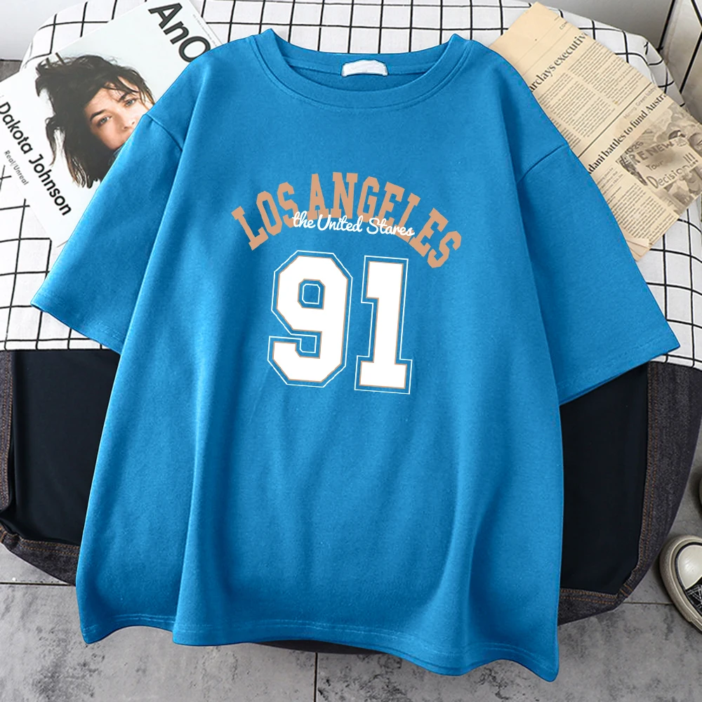 

Los Angeles 91 The United States T Shirt Mens Korean Daily T-Shirt Quality Graphics Clothing Outdoor Harajuku Short Sleeve