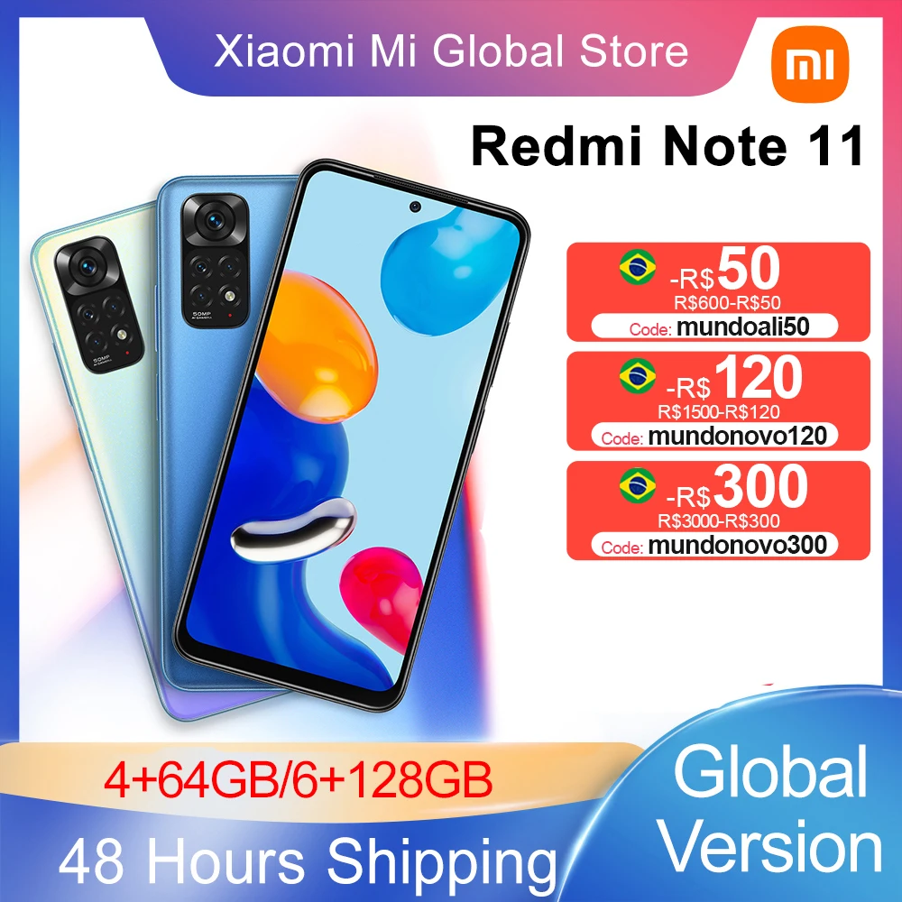 Cena Globalna Wersja Xiaomi Redmi Note 11 Smartphone Snapdragon 680 Octa Core 33W Pro Szybkie ładowanie 50MP Quad Camera 64GB / 128GB NFC
