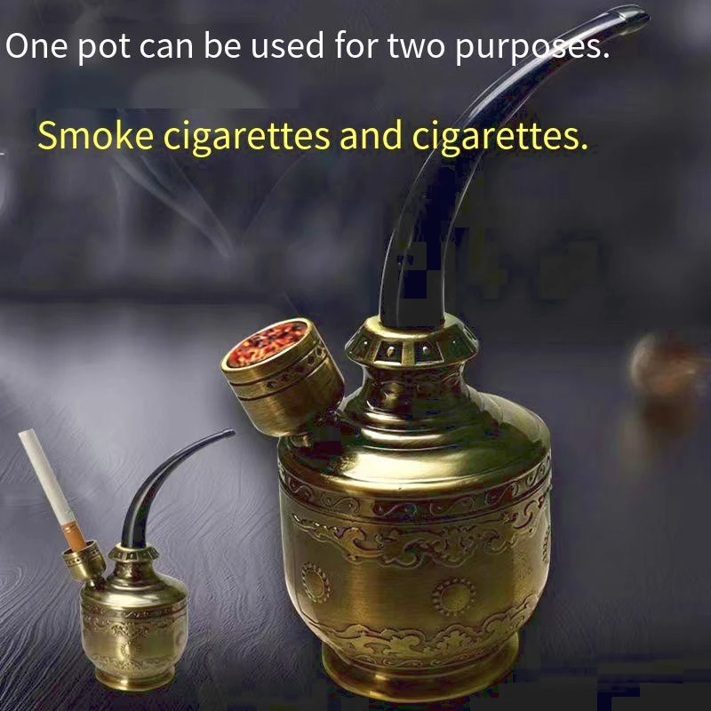 

Retro large water pipe Removable to Clean Recyclable Tobacco for hookah high-quality dual use Cigarette Holder Aluminum Alloy