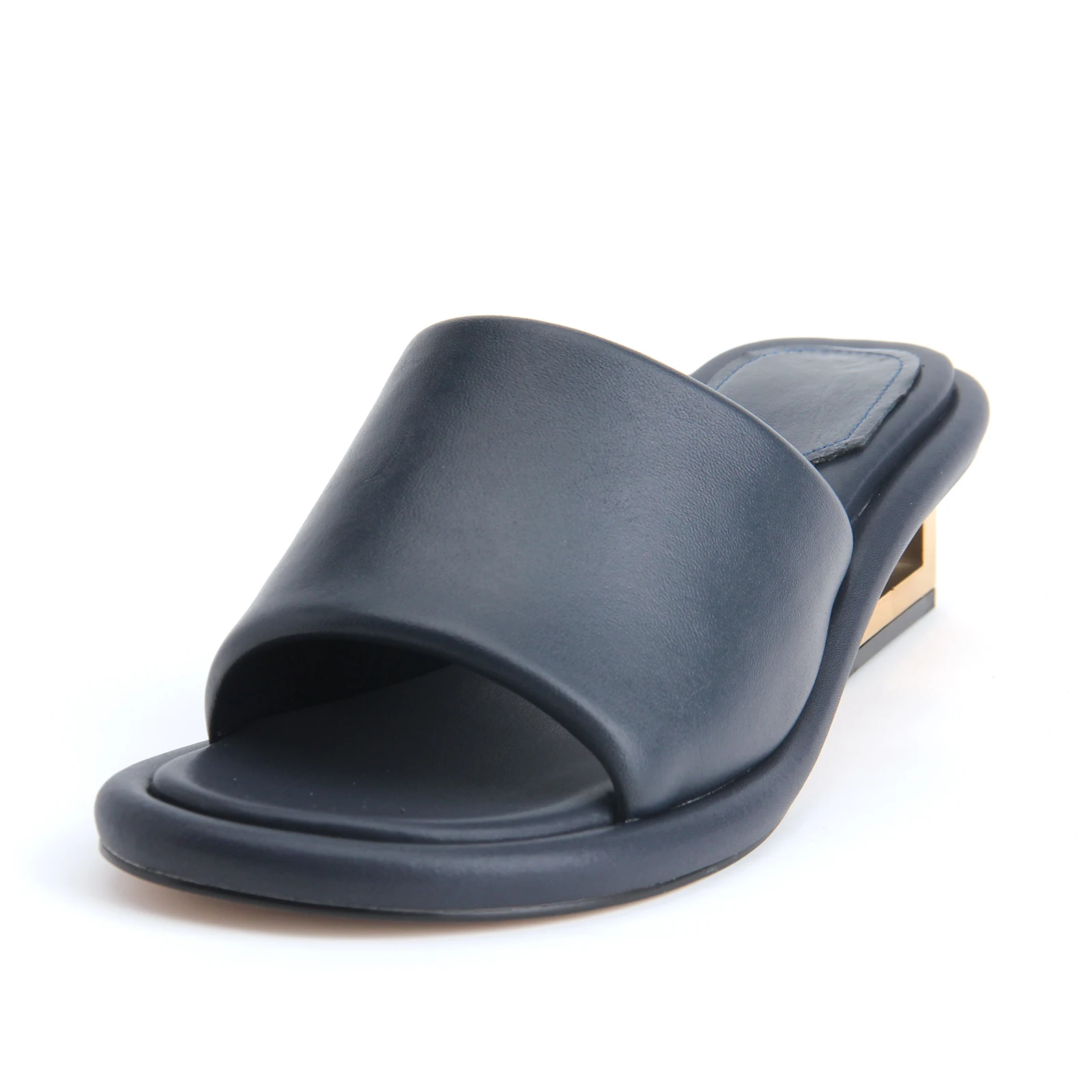 Женские дизайнерские кожаные сандалии черные туфли без задника на массивном