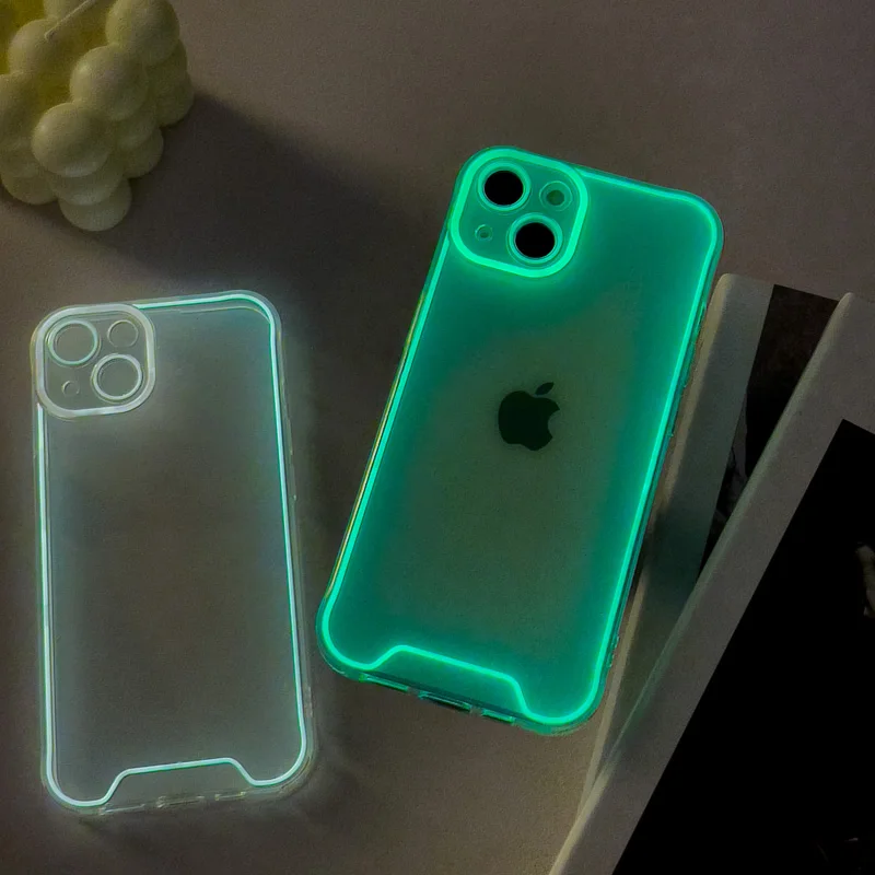 

Luxury Night Light Luminous Clear Phone Case for iPhone 14 Plus 11 12 13 14 Pro Max X XR XS Max Soft Silicone Back Cover Shell