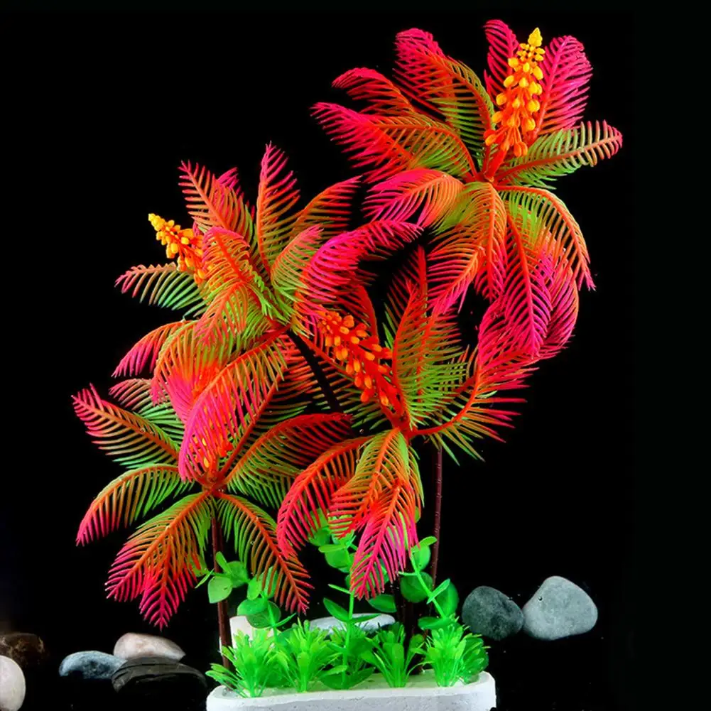 

Artificial Aquarium Fish Tank Ornament Coconut Tree Plants Underwater Aquatic Fake Landscape Decoration for Home Decor