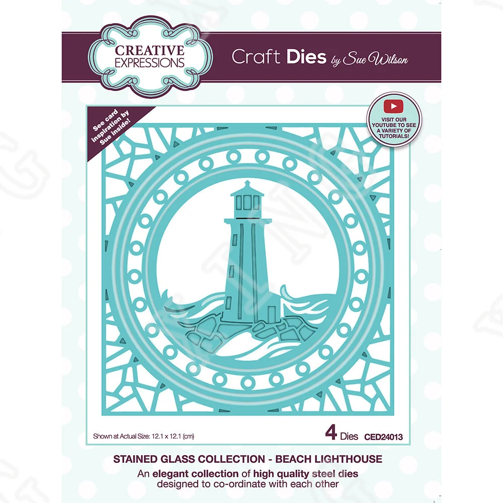 

New Stained Glass Collection Beach Lighthouse Metal Cutting Die Scrapbook Embossed Paper Card Album Craft Template Stencils