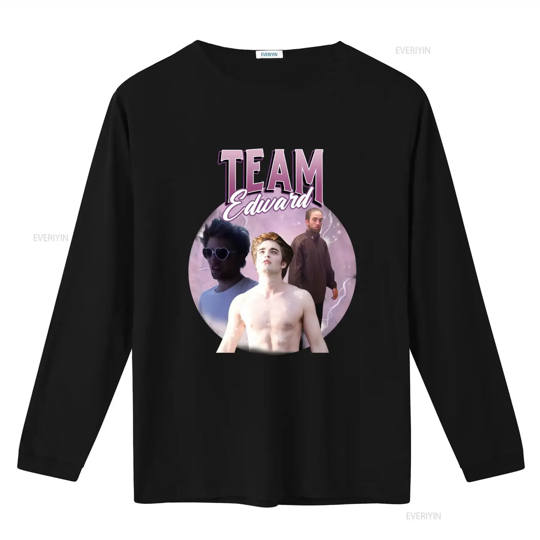Фото Футболка Team Edward Twilight Saga с дизайном Cullen Bootleg, забавным мем-принтом для фанатов, винтажная, с эффектом потертости, дизайнерская одежда №2