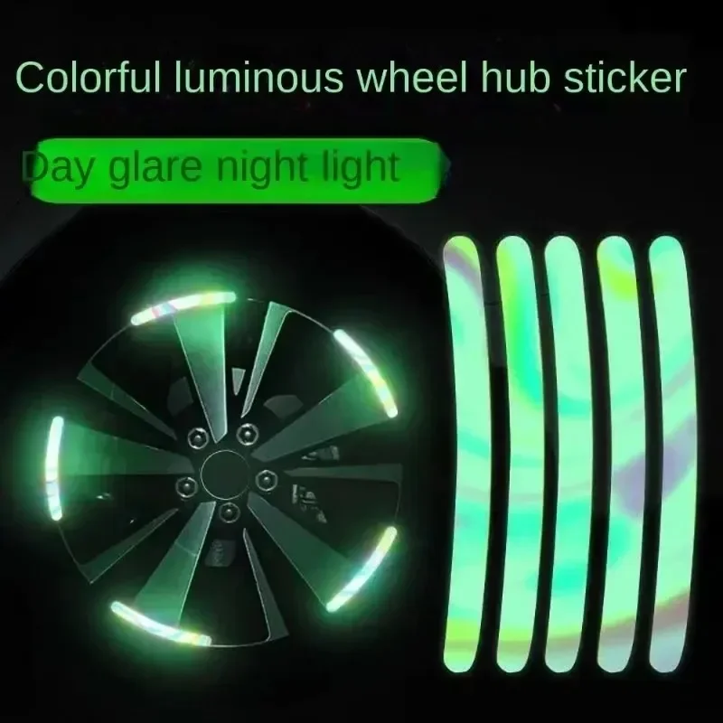 Ступица колеса Adesivo Refletivo Arco-íris Fluorescência Luminous Stripe Tape Carro Motocicleta Decalque Condução Noturna20pcs