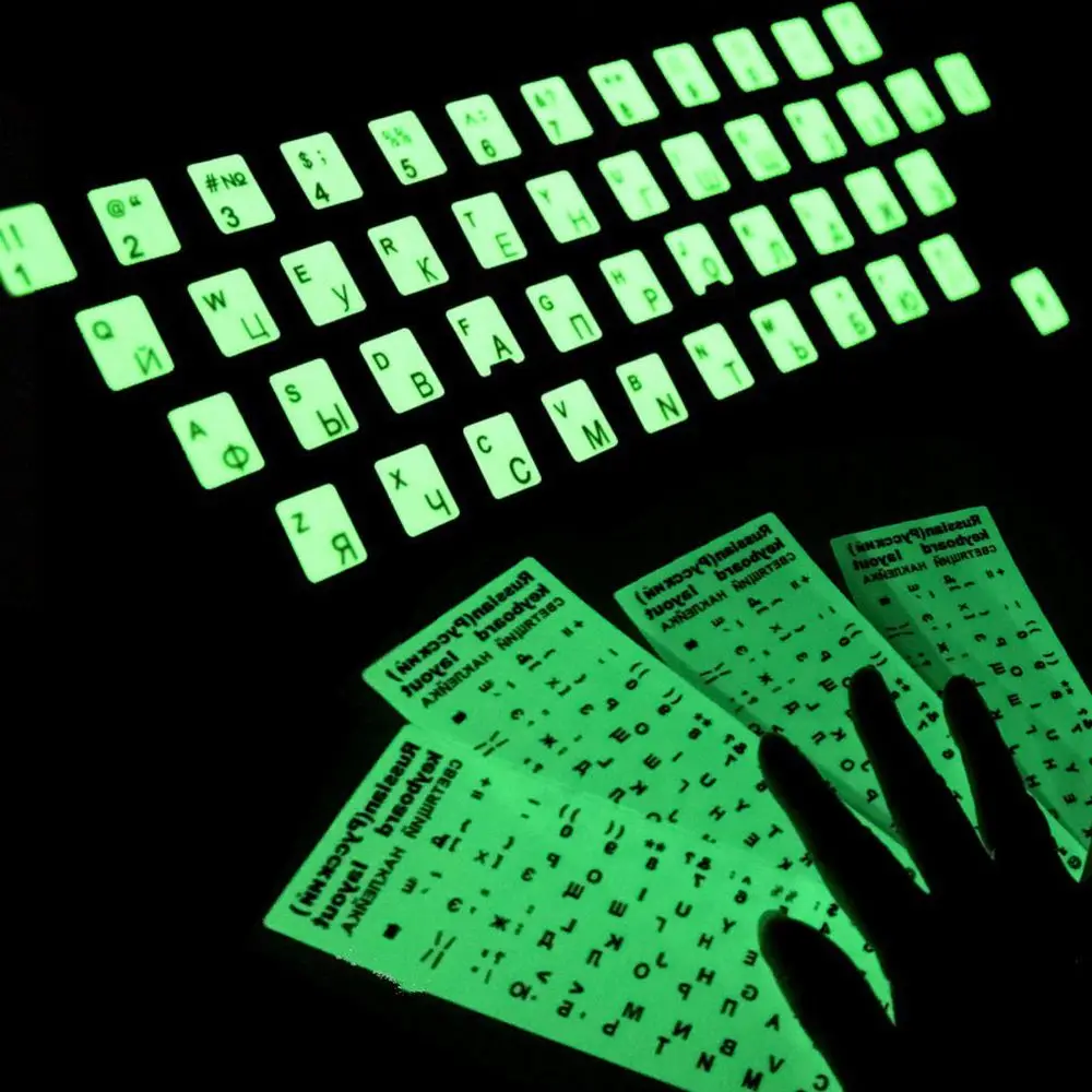 Spanish English Russian Arabic French Luminous Keyboard Stickers  Letter Alphabet Layout Sticker For Laptop Desktop PC 2023 New