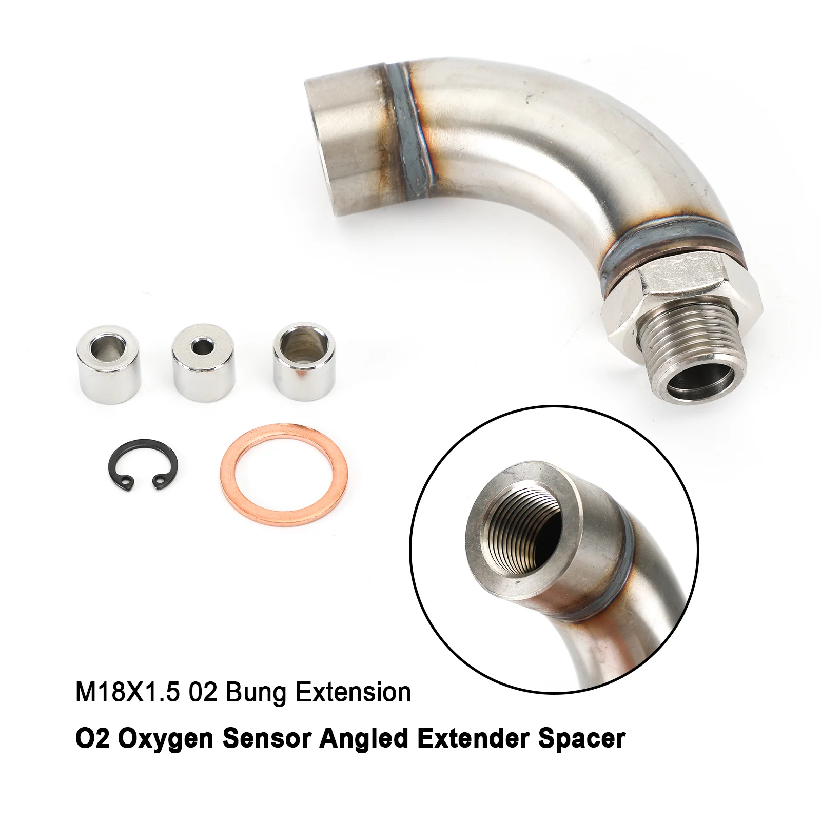 

Areyourshop J Style 304 Stainless Steel M18X1.5 O2 Sensor Angled Extender Spacer Kit