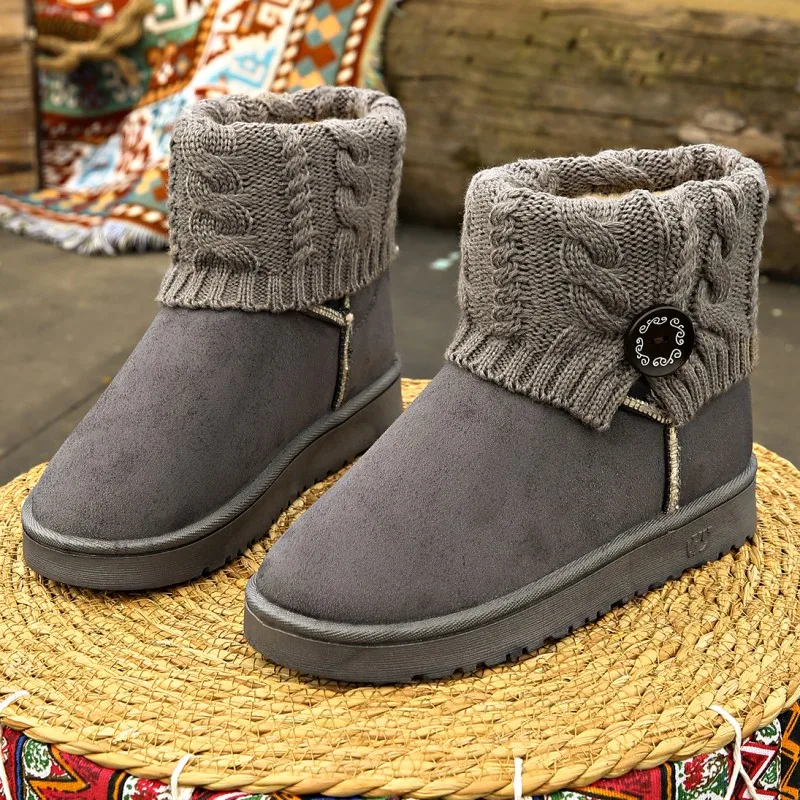 

Snow Boots Women 2023 New Chelsea Ankle Flats Platform Fur Short Plush Warm Cotton Boots Designer Winter Causal Walking Shoes
