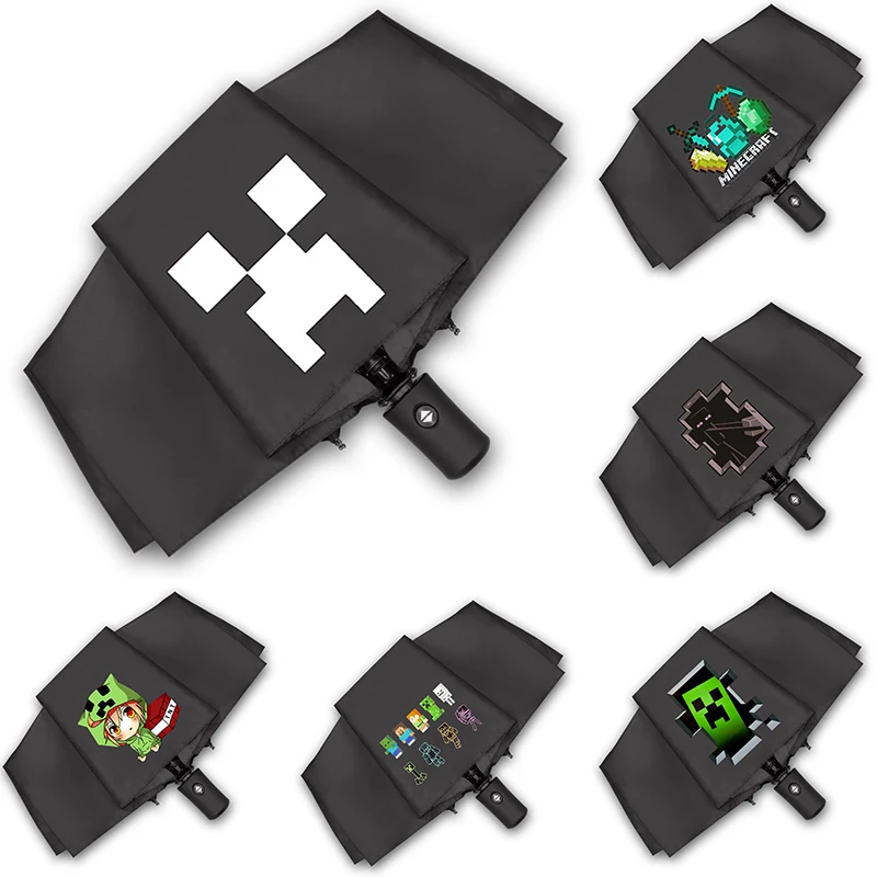 Minecraft Creeper складной ручной зонт аниме солнцезащитный крем защита от