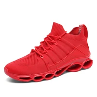 mens shoes 2022 new sports and leisure running shoes non slip soft bottom lightweight knitted mesh breathable red