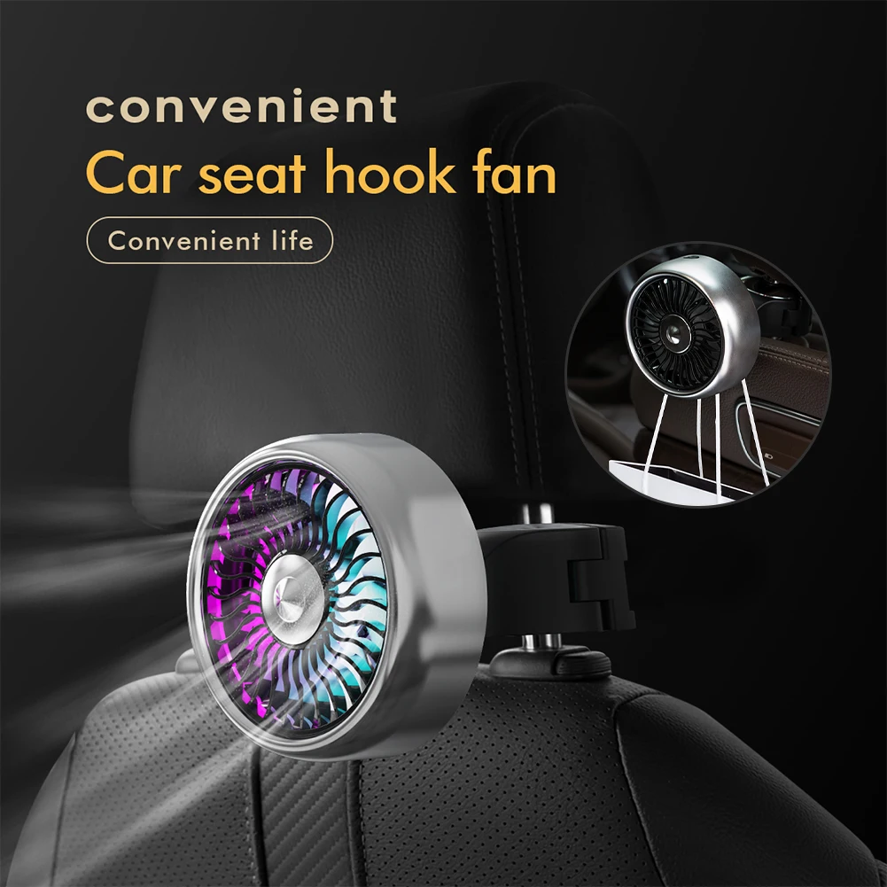 

Universal 3 Gear Car Cooling Fan USB For Rear Seat Passenger Headrest Mini Fan With Atmosphere Light Fixed Backseat Cooler Fan
