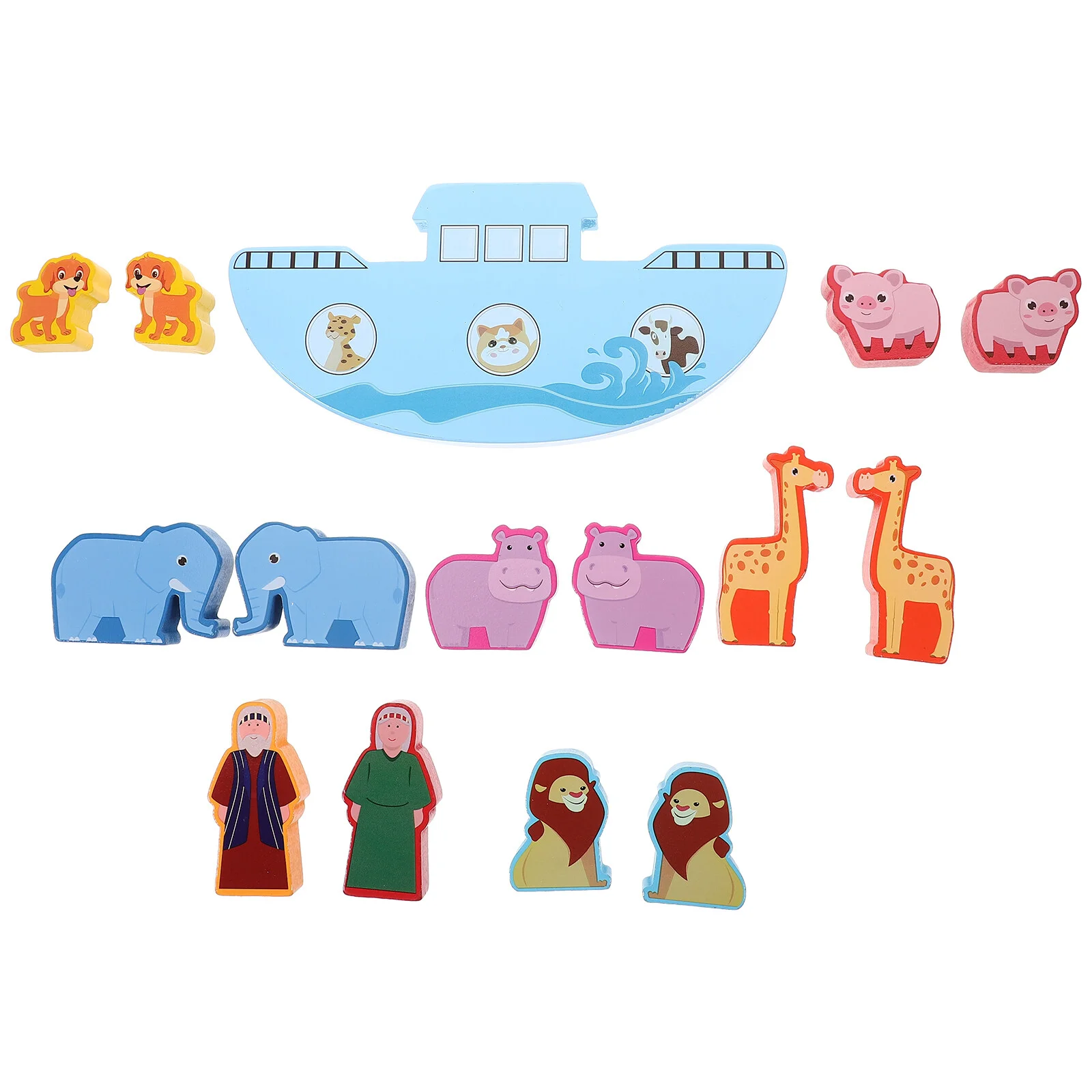 

Kids Playset Module Cognitive Toys Wood Cartoon Plaything Wooden Blocks Toddler Stacking Children Parent-child