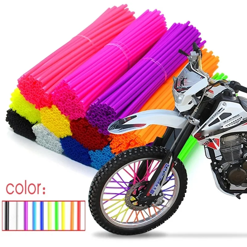 

72Pcs Motorcycle Wheel Spoked Protector Wraps Rims Skin Trim Covers Pipe For Motocross Bicycle Bike Cool Accessories 11 Colors