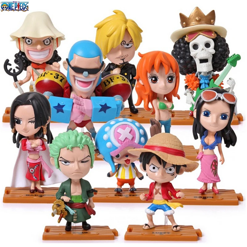 

10pcs/set One Piece Action Figure Model Toy Japanese Anime Peripheral Collection Desktop Decor Luffy Nami Dolls Toy For Children
