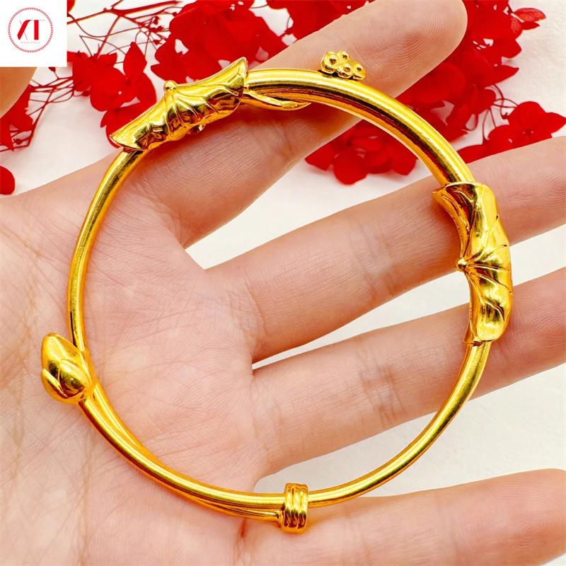 XT Jewelry Korea 24k женская модная модель с двойными листьями лотоса 916 Оригинальное