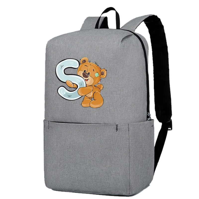

Lovely Little Bear 26 English Letters Backpack Girl School Bag Cosplay Canvas Backpacks Children Kid Bookbag Back To School