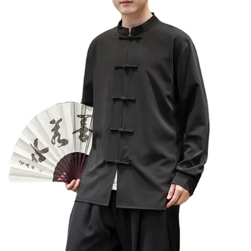 Костюм Тан мужской весенне-осенний костюм в китайском стиле свободная рубашка на