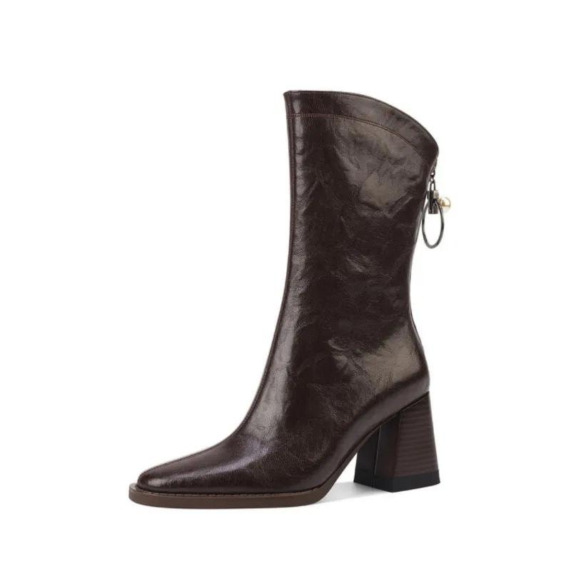 Женская обувь 2024 высококачественные женские сапоги до середины икры модная