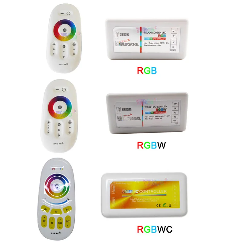 2.4G Touch Screen Remote RGB RGBW RGBWC Controller DC12-24V 18A RGB RGBW RGB CCT LED Strip Light dimmer Lamp Tape switch