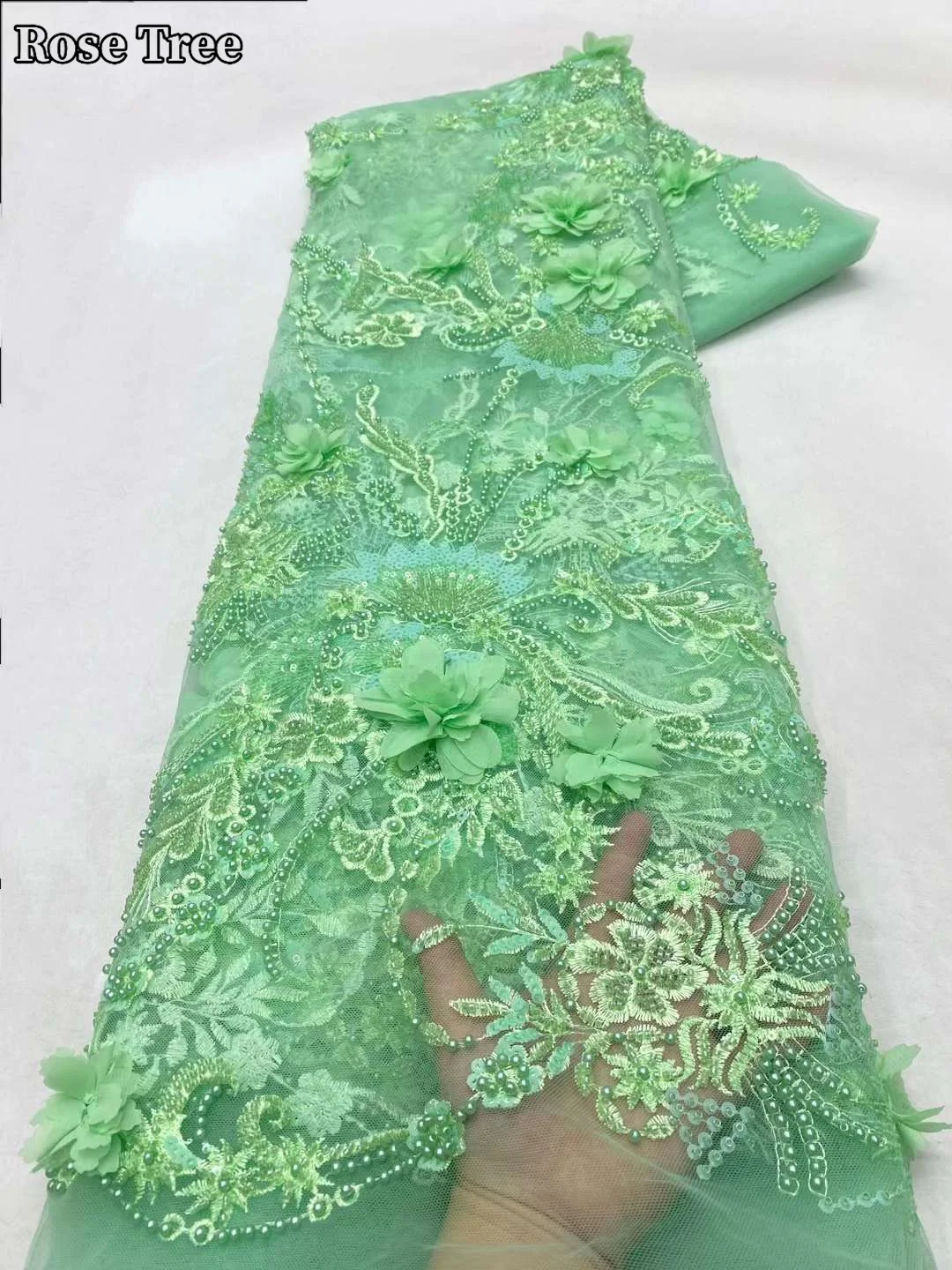 3D Цветочная сетчатая кружевная ткань 2024 Высококачественная африканская