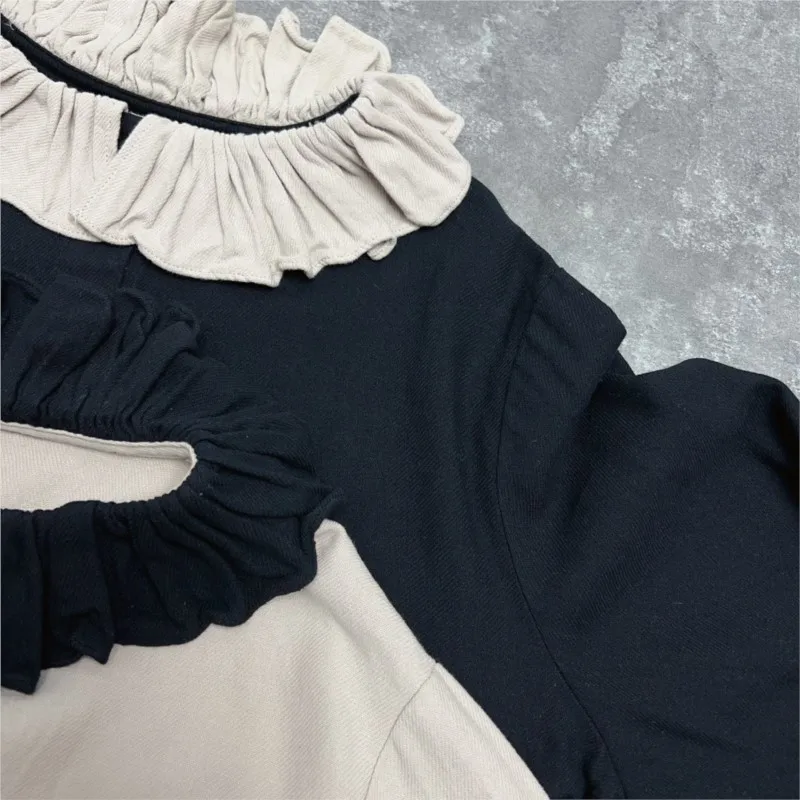 Женские рубашки с оборками Johnature хлопковые в стиле пэчворк воротником-стойкой