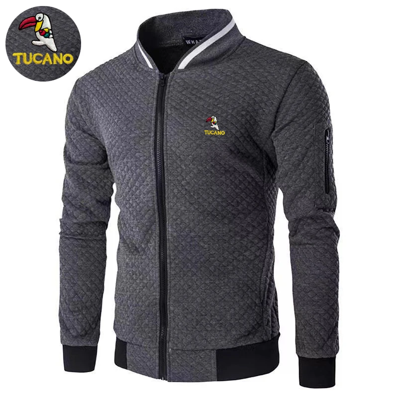 

Embroidered Spring and Autumn New High Quality Plush Zipper Mock Neck Jacket Men's Baseball Jacket Men's Fashion Casual Jacket