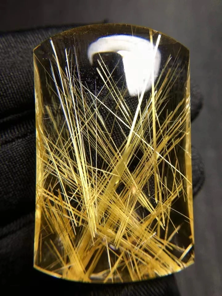 

Natural Gold Rutilated Quartz Flower Pendant Necklace 43.1*27*10.mm Brazil Rutilted Rectangle Women Men Jewelry AAAAAAAA