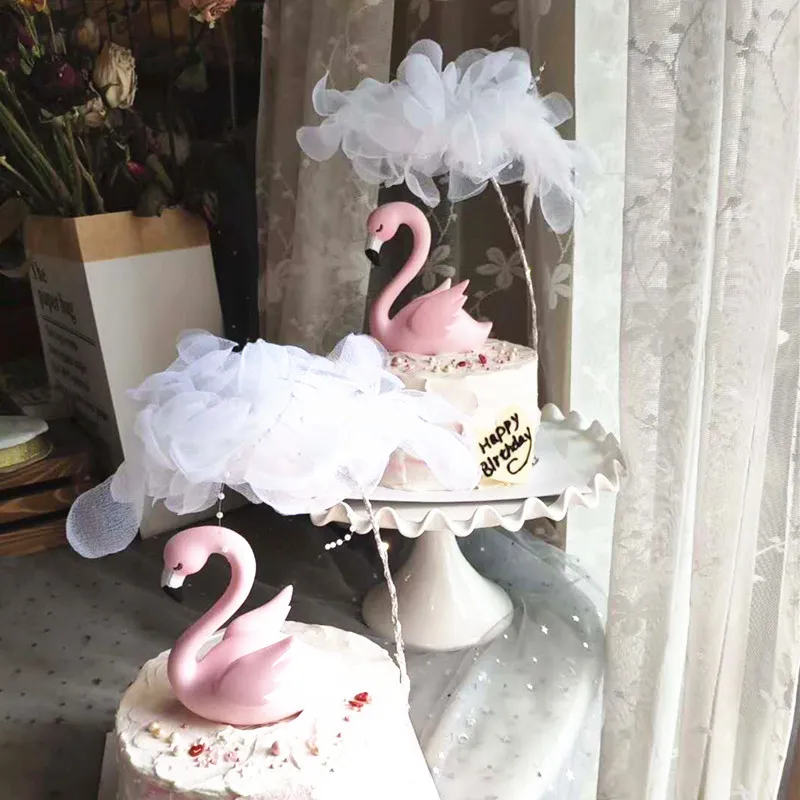 

Baking Cake Decorating Tulle Pearl Feather Flower Girly Yarn Flower Cake Topper Cake Plugin Birthday Party Wedding Decoration G