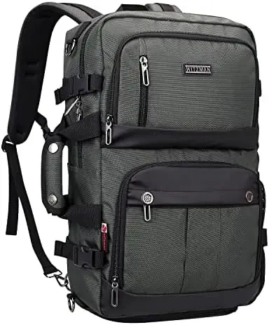

Carry on Travel Backpack for Men Women with USB Charging Port Airline Approved Laptop Backpack Convertible Duffel Bag(B683 Black