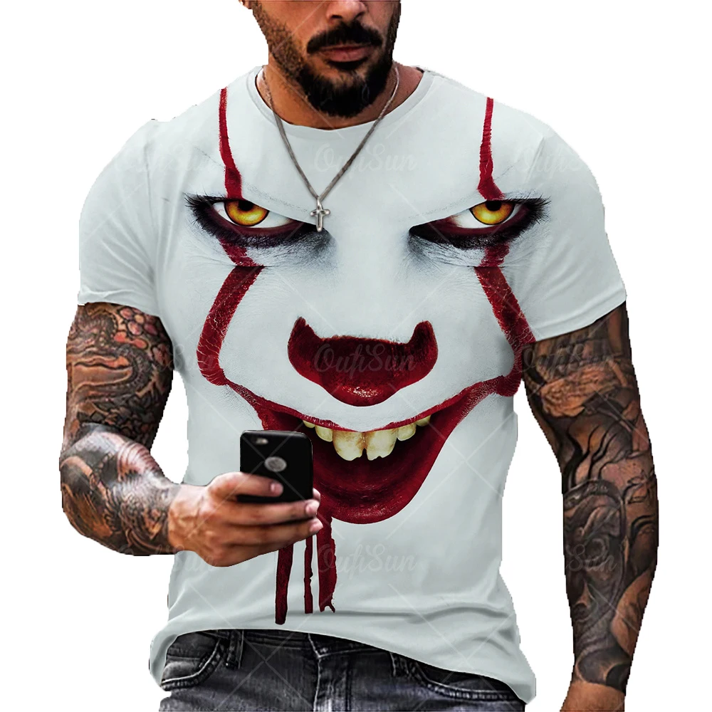 

Summer Fashion Men/Women 3D Print Dark Evil Clown Pattern T-Shirt Street Personality Trend Wild Loose Short-Sleeve Oversized Top