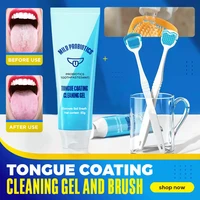 new tongue coating cleaning gel and brush soft silicone tongue brush oral care set to keep fresh breath