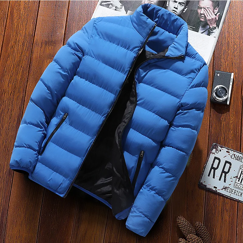 New Warm Thick Men Parka Jackets Winter Casual Mens Outwear Coats Solid Stand Collar Male Windbreak Cotton Padded Down Jacket