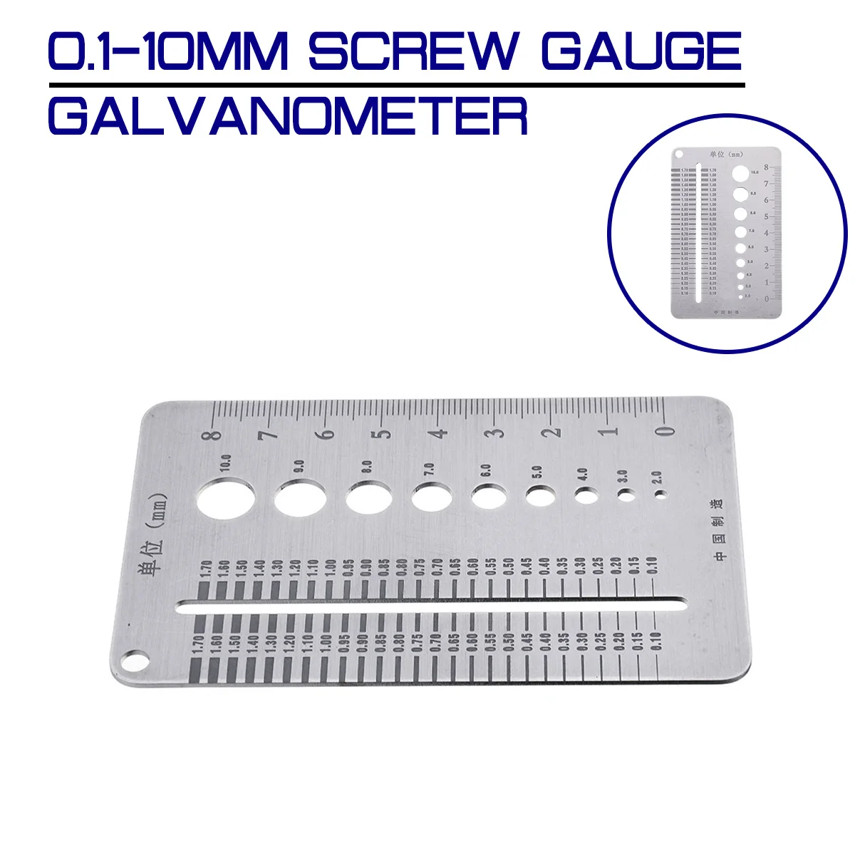 

Measuring Gauge 0.1-10mm Screw Gauge Plate Diameter Stainless Steel Bolt Wire Drill Bit Gauge Marking Tools