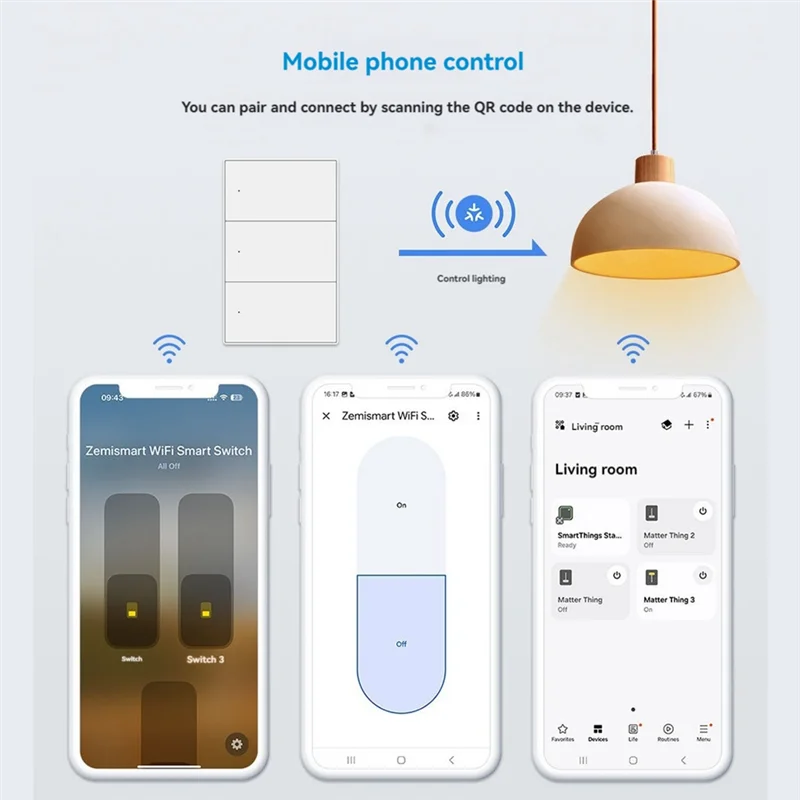 Фото A95G Matter Wi-Fi умный переключатель настенного освещения Smart Control 1, 2, 3, 4, 6 кнопок Gangs для приложения Smartthings Homekit №3