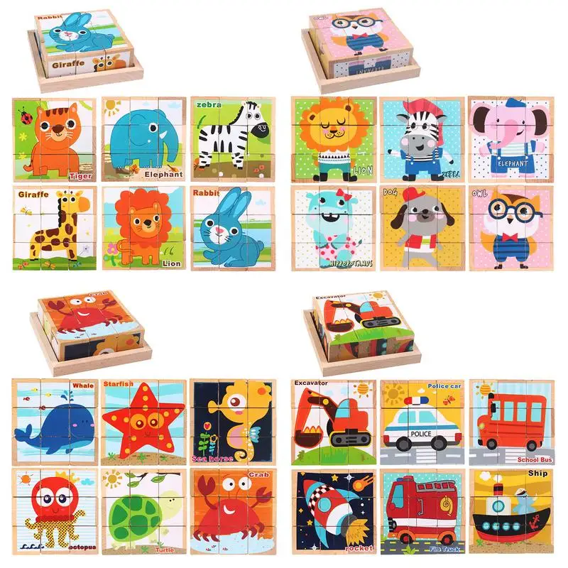 

Детские деревянные блоки, игрушки, детский шестигранный куб, головоломки, игра, животные, фрукты, познавательное движение